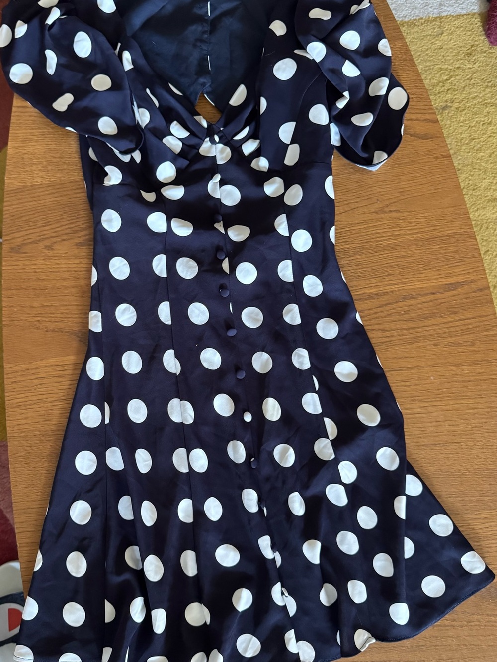 Fashion Nova Navy Dress with White Polka Dots